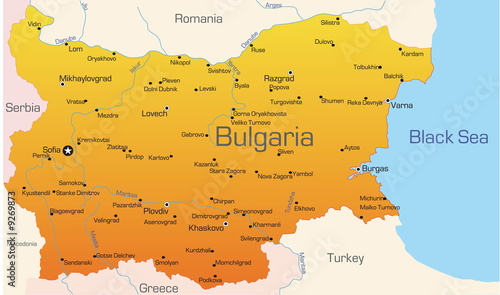 Fotografia, Obraz Abstract vector color map of Bulgaria country