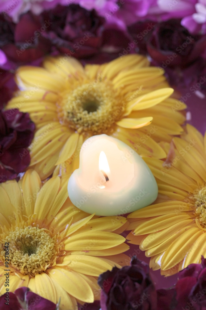 Candle On Flowers