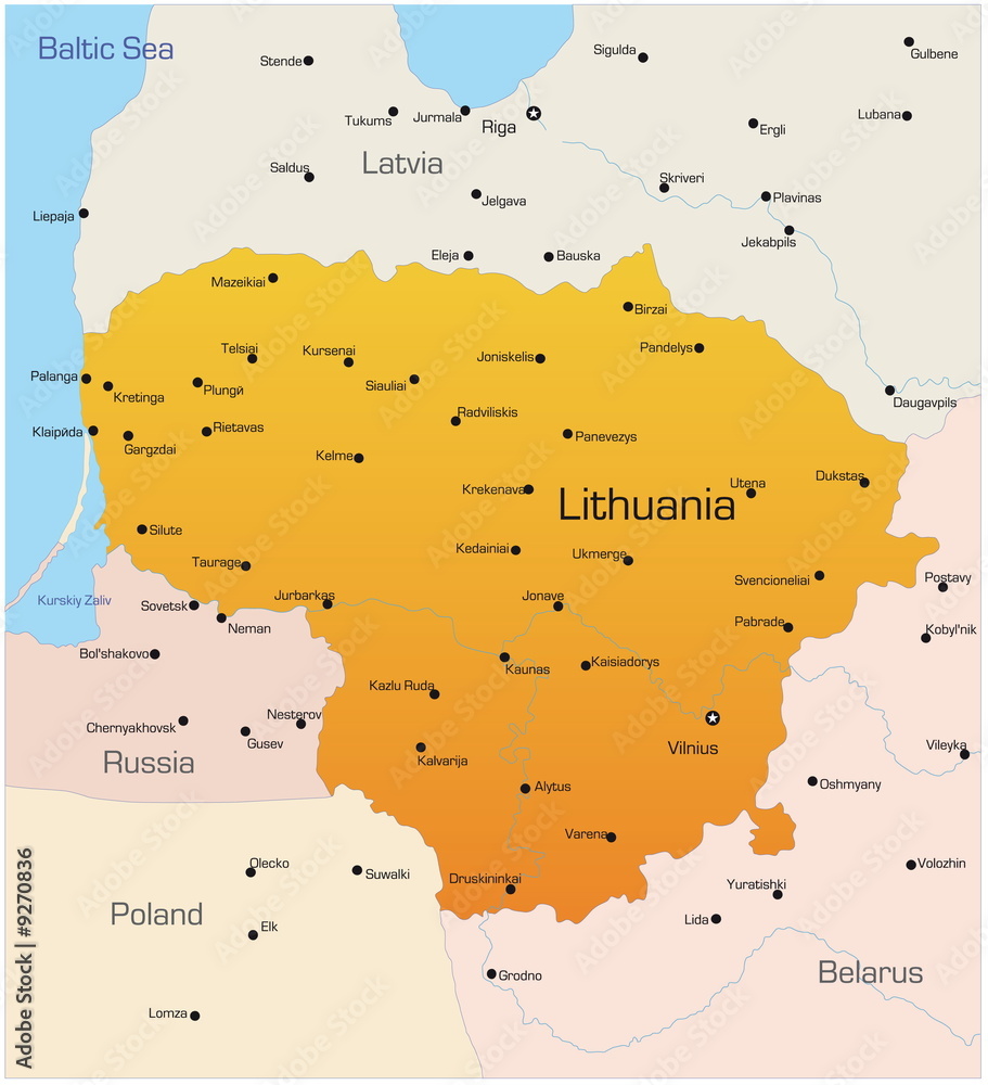 Obraz premium Abstract vector color map of Lithuania country