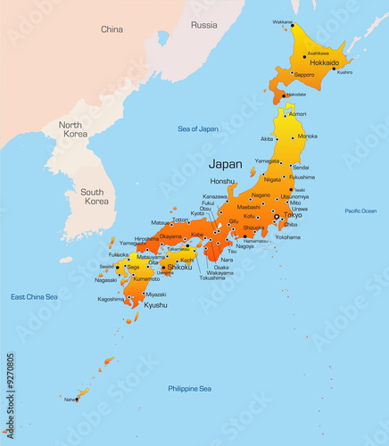 Abstract vector color map of Japan country