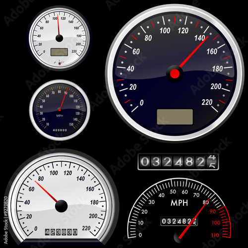 set of speedometer vector
