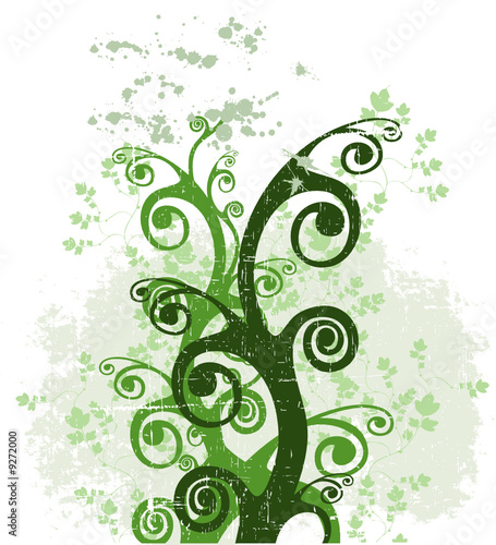 Grunge green vector flower