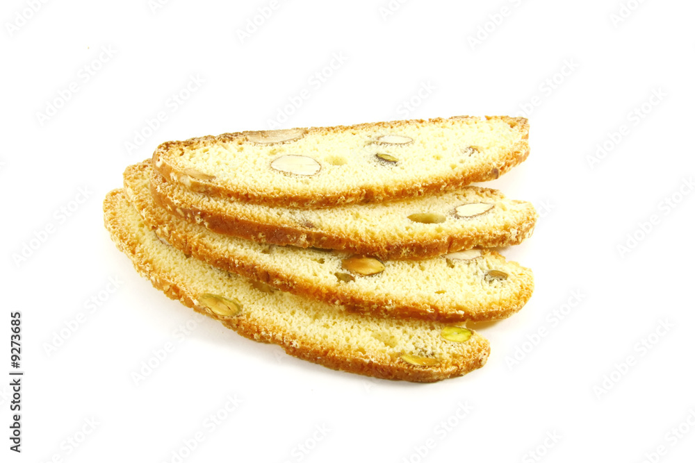 Biscotti Biscuits Laid Out On a White Background Biscotti Biscuits Laid Out On a White Background