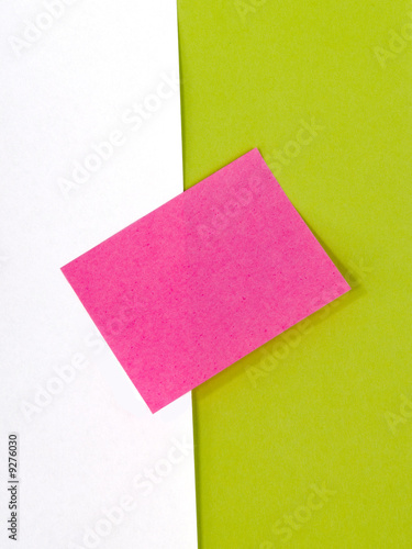 Blank pink post-it note whith two paper