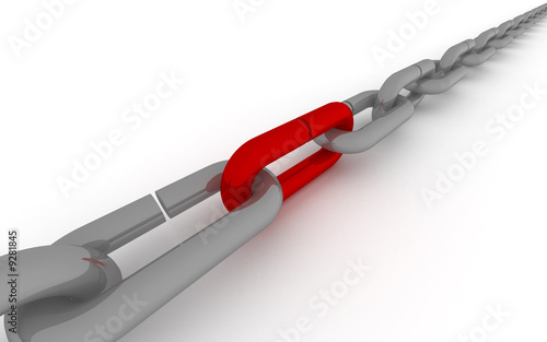 Metal chain on a white back...