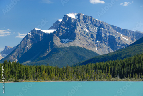 snow capped mountain & glacial lake, Canadian Rockies
