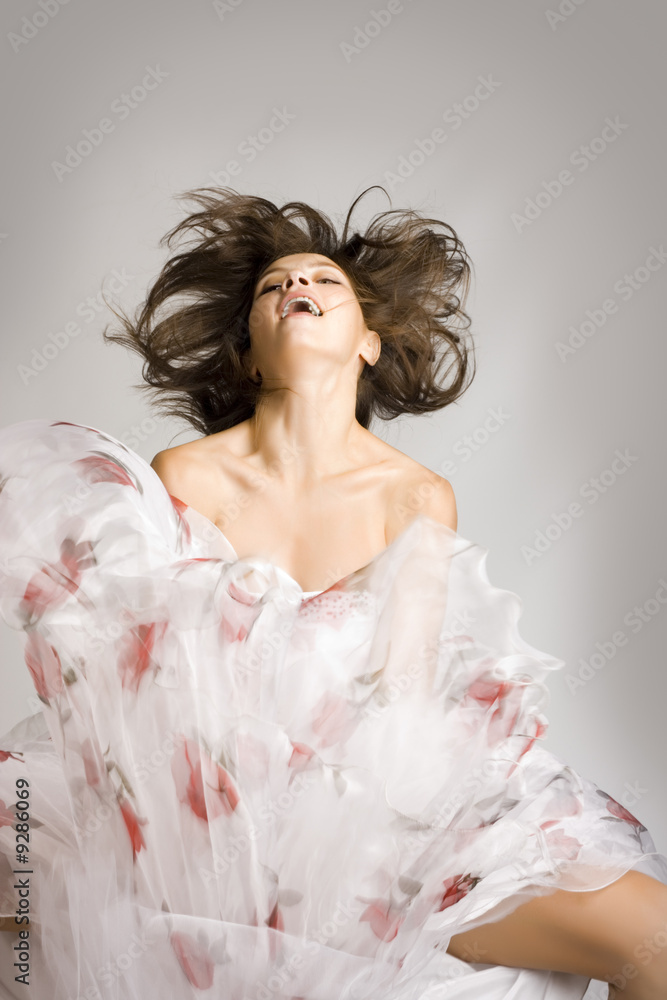 Jump out to marriage. Attractive bride and great emotion Jump out to marriage. Attractive bride and great emotion