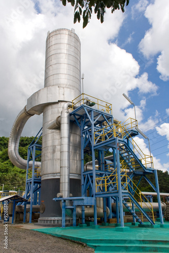 Vertical cylindrical equipment at a geothermal facility