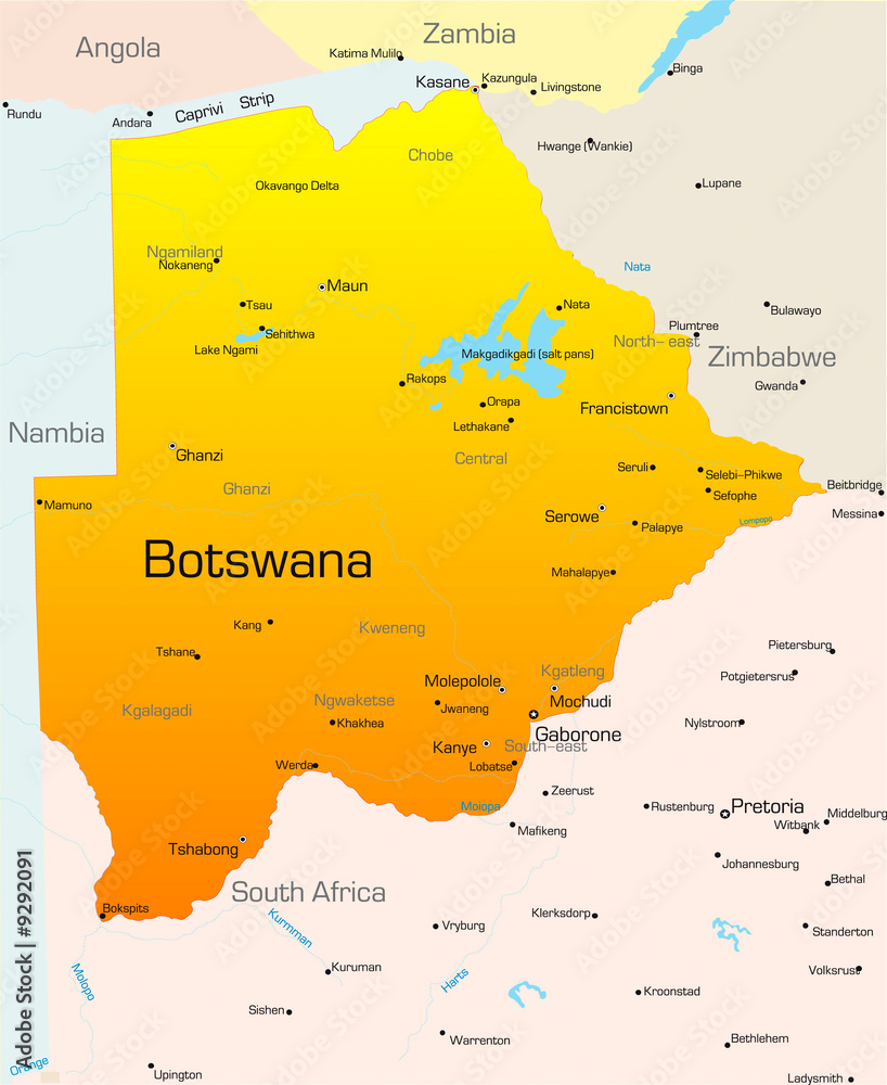 Obraz premium Abstract vector color map of Botswana country