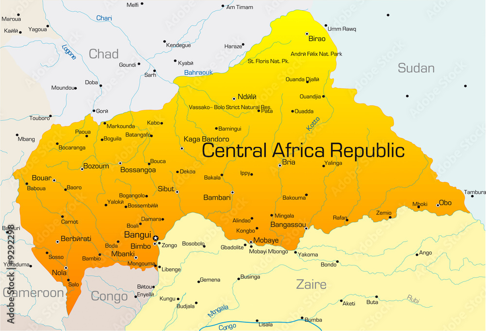 Obraz premium Abstract vector color map of Central Africa Republic country