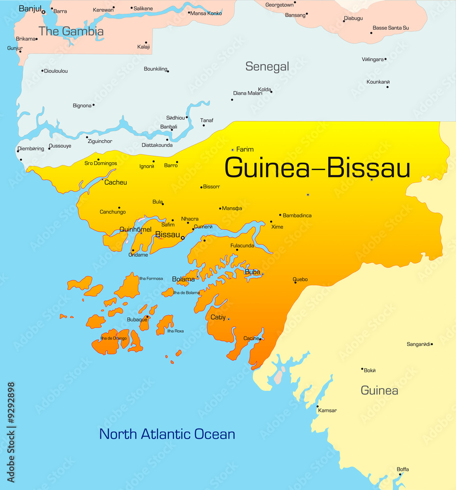 Obraz premium Abstract vector color map of Guinea-Bissau country