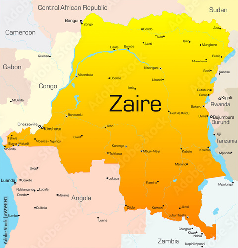 Abstract vector color map of Zaire country photo