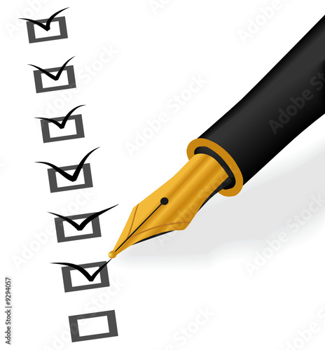 Gold Pen check in checkbox vector illustration