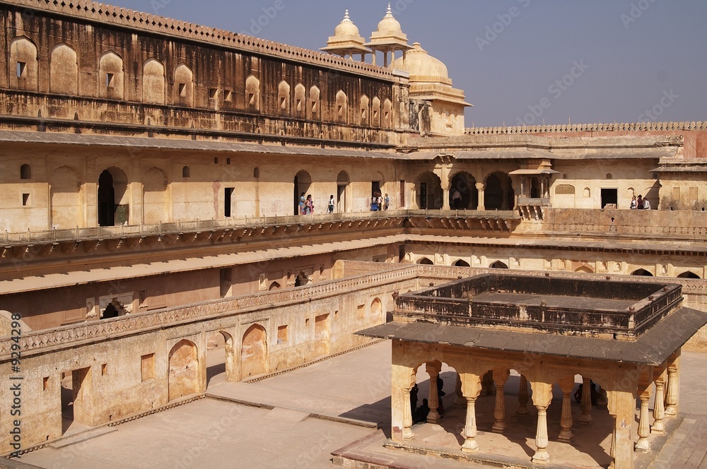 Courtyard inside Amber Fort. Jaipur, Rajasthan, India