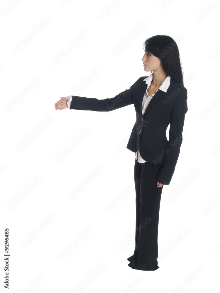 businesswoman reaching out to shake someone's hand businesswoman reaching out to shake someone's hand