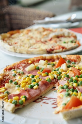 Italian supreme pizza in restaurant