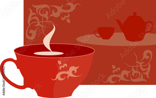 vector image of cup of tea for coffee break cards, posters photo