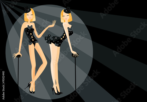 vector image of two girls from cabaret. photo