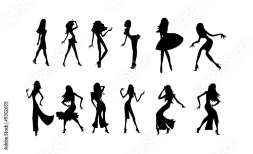 vector image of silhouettes of dancing women.