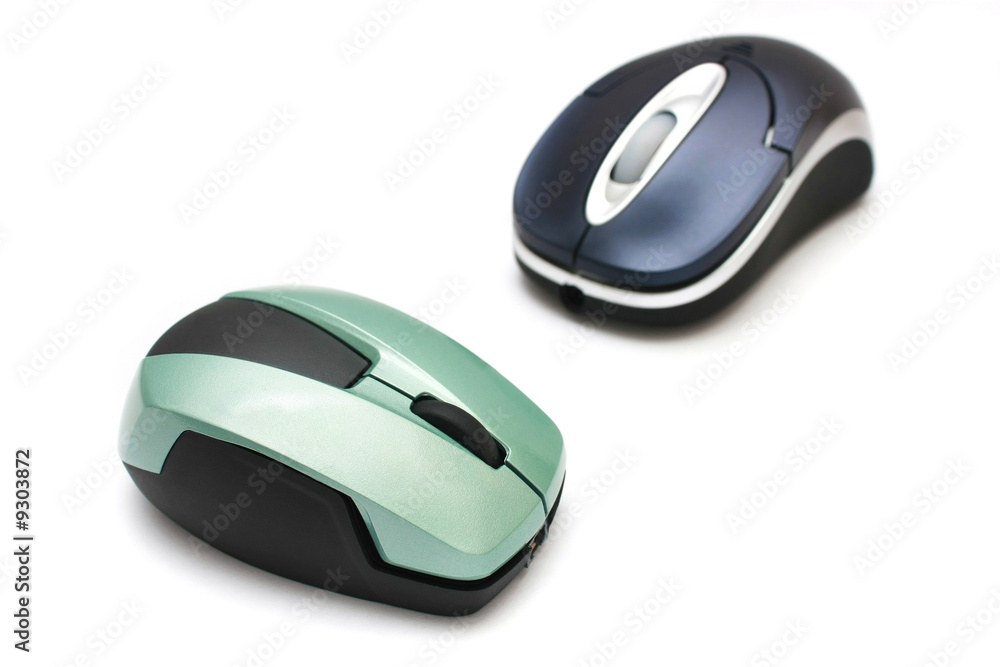 Two wireless mouse isolated on white background. Two wireless mouse isolated on white background.