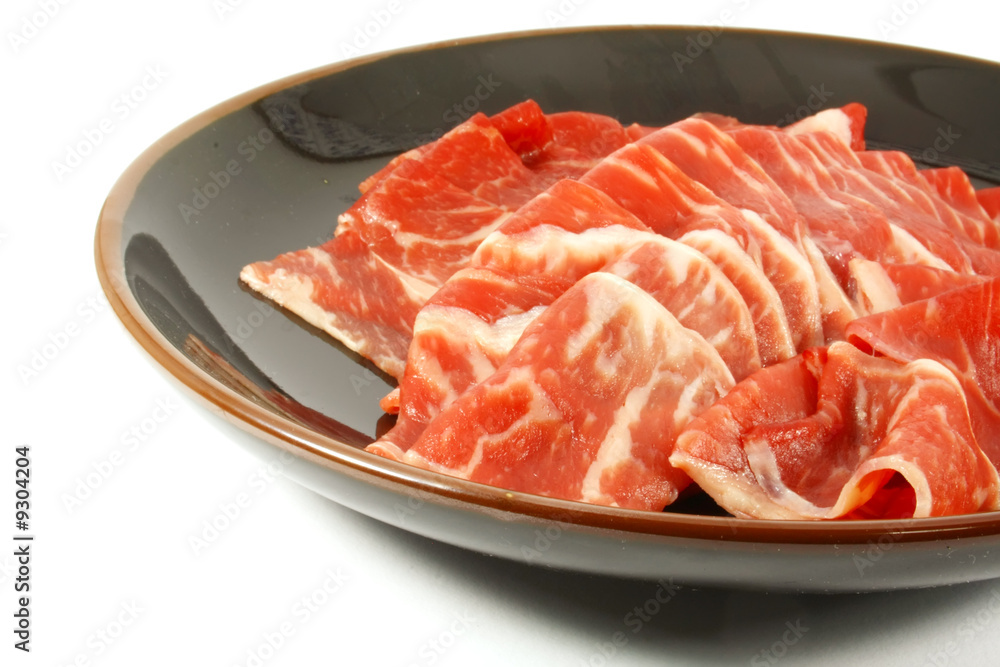 Japanese Karubi Wagyu Beef Prime Cuts on Old Plate Japanese Karubi Wagyu Beef Prime Cuts on Old Plate