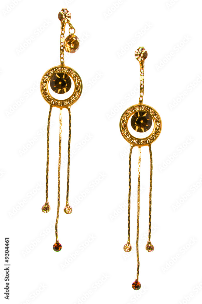 Pair of earrings isolated on the white background Pair of earrings isolated on the white background