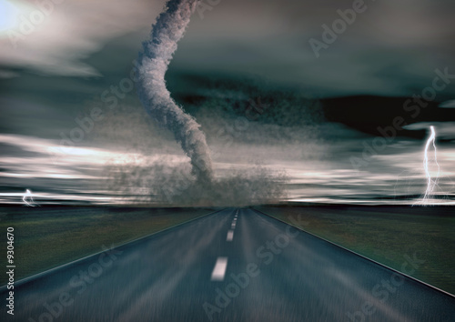 large tornado over the road (3D rendring) #9304670
