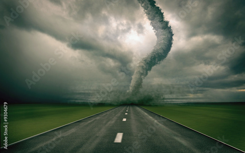 large tornado over the road (3D rendring) #9304679