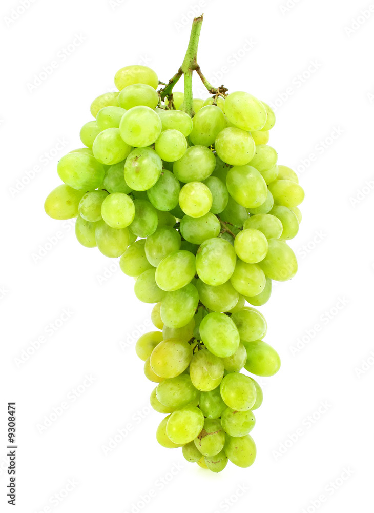 cluster of green grape isolated on white background
