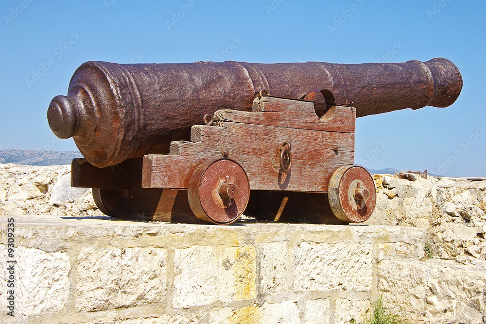 Old cannon. Korchula old city, Croatia.