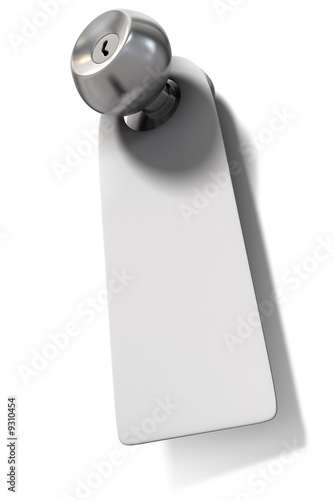 Door knob with hanging blank label