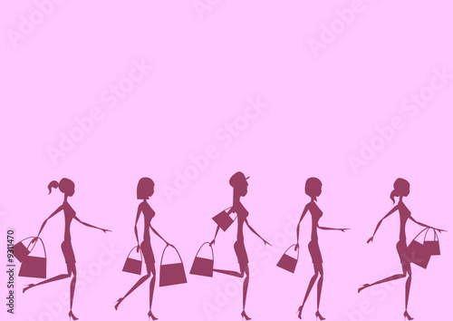 Shopping girl silhouettes