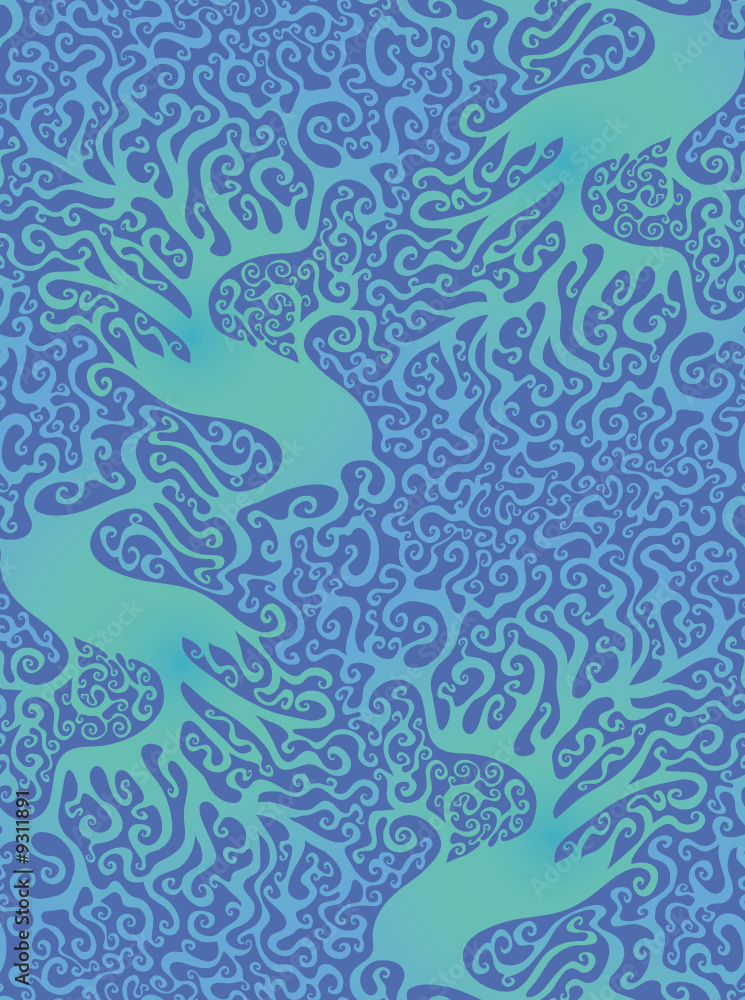 Wild roots or weaves seamless pattern