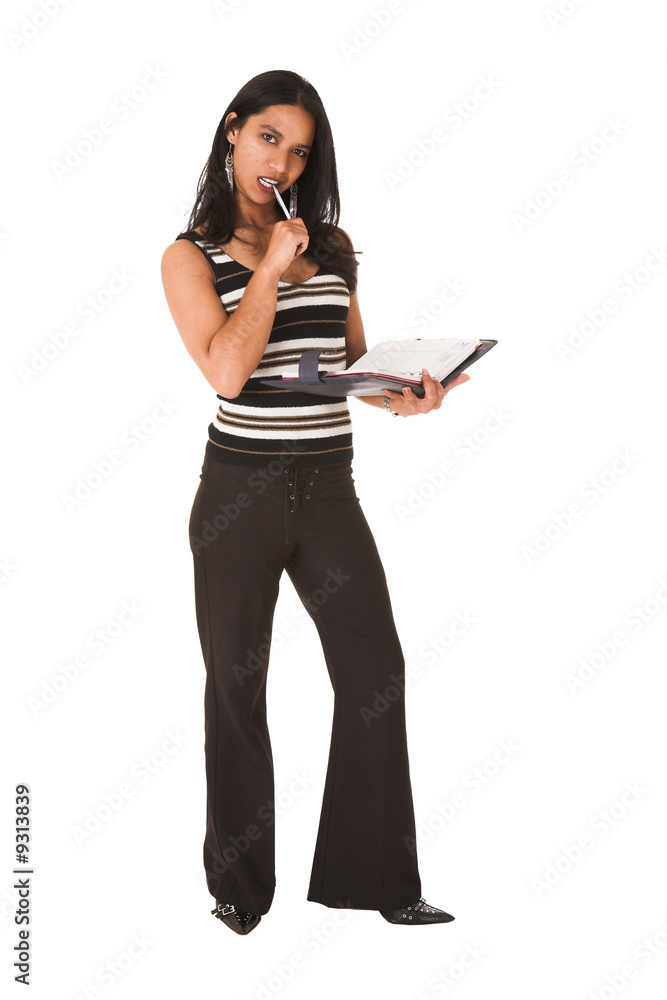 African businesswoman in black office outfit on a white African businesswoman in black office outfit on a white
