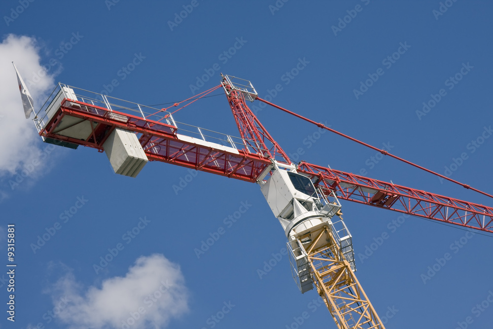 Cabin and arm of high rise construction crane