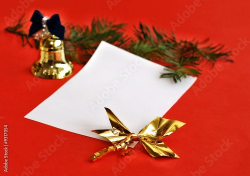 Christmas decoration with blank sheet for your own text photo