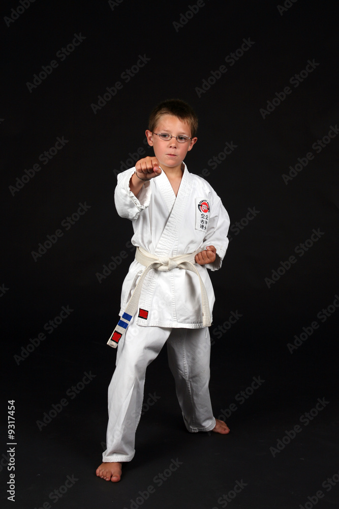 young boy demonstrating traditional karate right stance young boy demonstrating traditional karate right stance