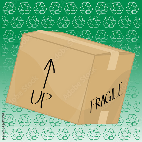 Cardboard box on green