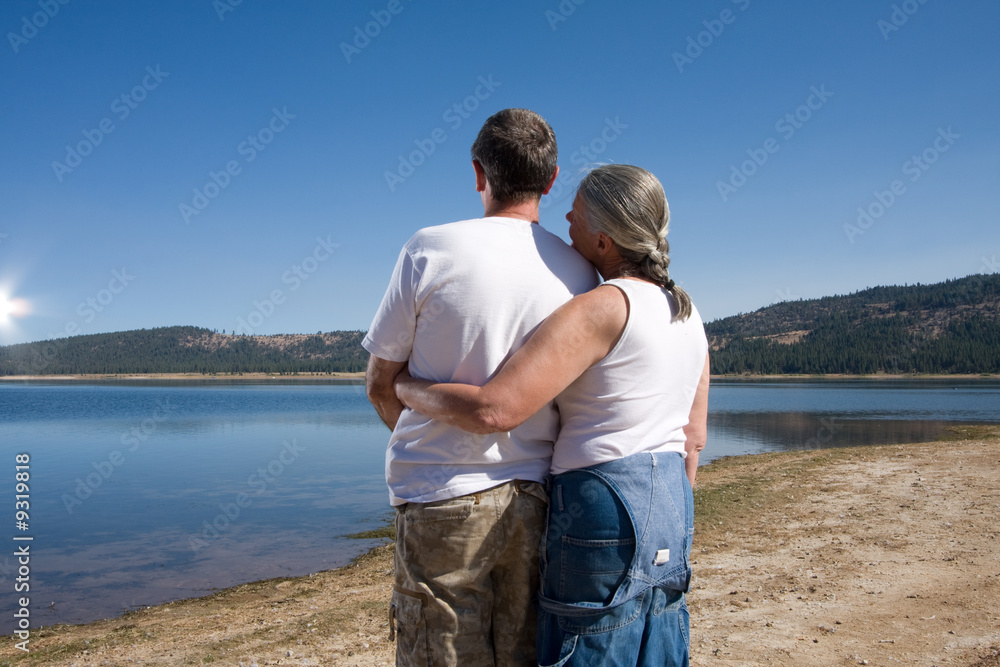 senior couple at lake