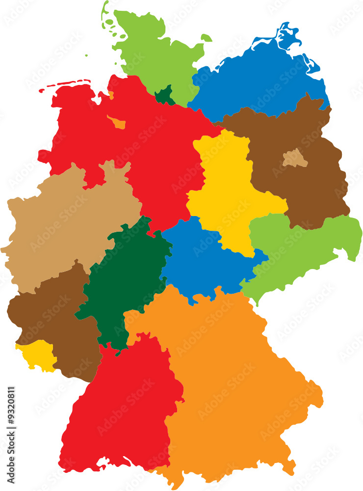 Fototapeta premium Germany divided into 16 states