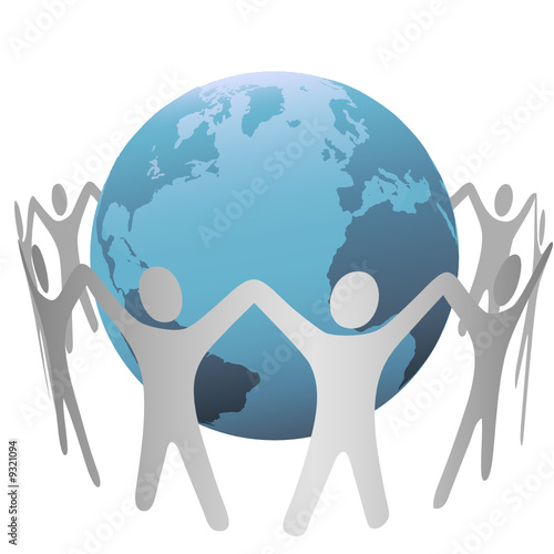People Circle Hold Up Hands Gather Around the Earth