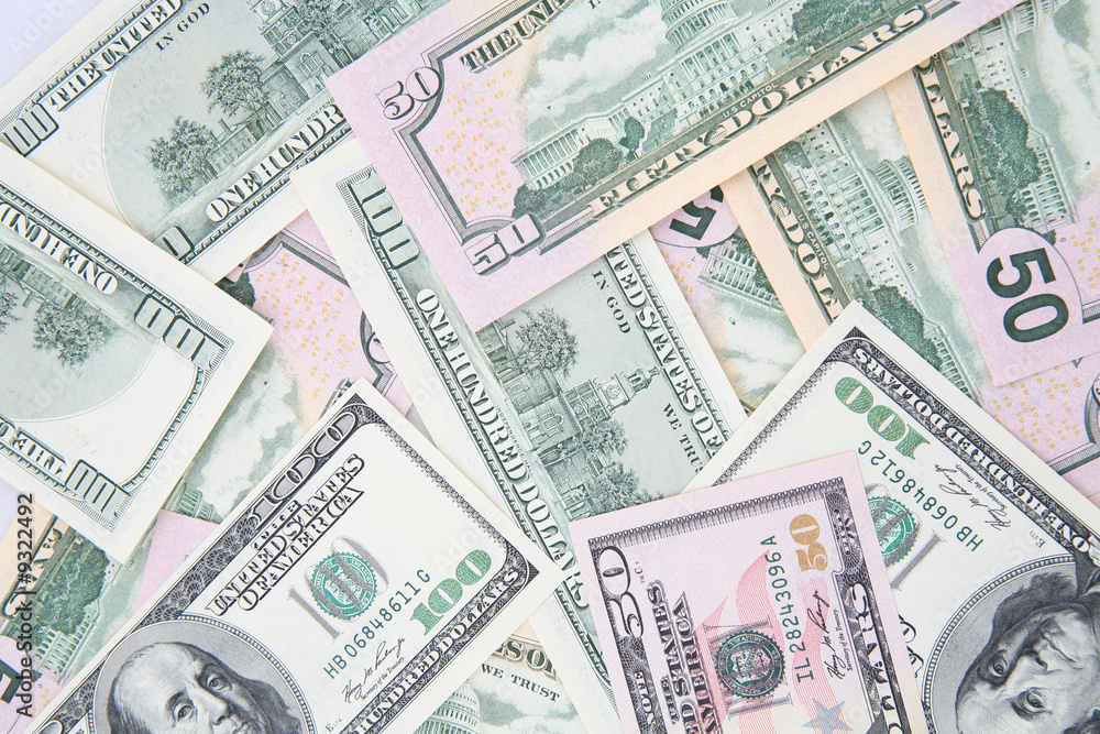 background with hundred and fifty US Dollars bills background with hundred and fifty US Dollars bills
