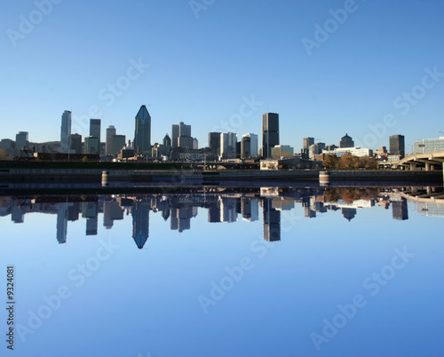 Montreal skyline reflected in water illustration