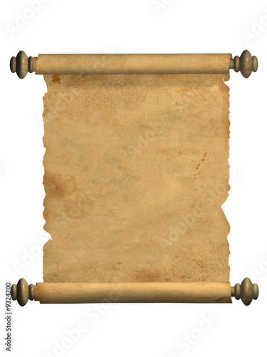 Scroll of old parchment. Object over white