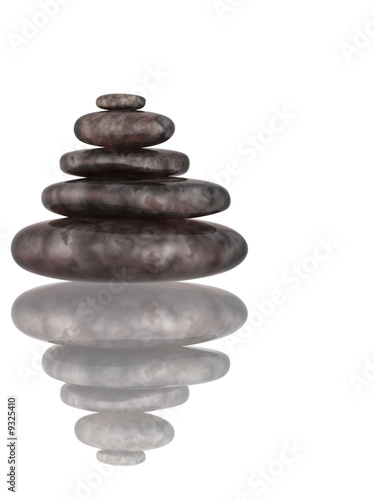 Five 3d stones  combined in a tower. Object over white