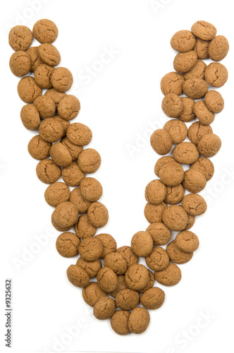 Little ginger nuts in the form of the letter V.