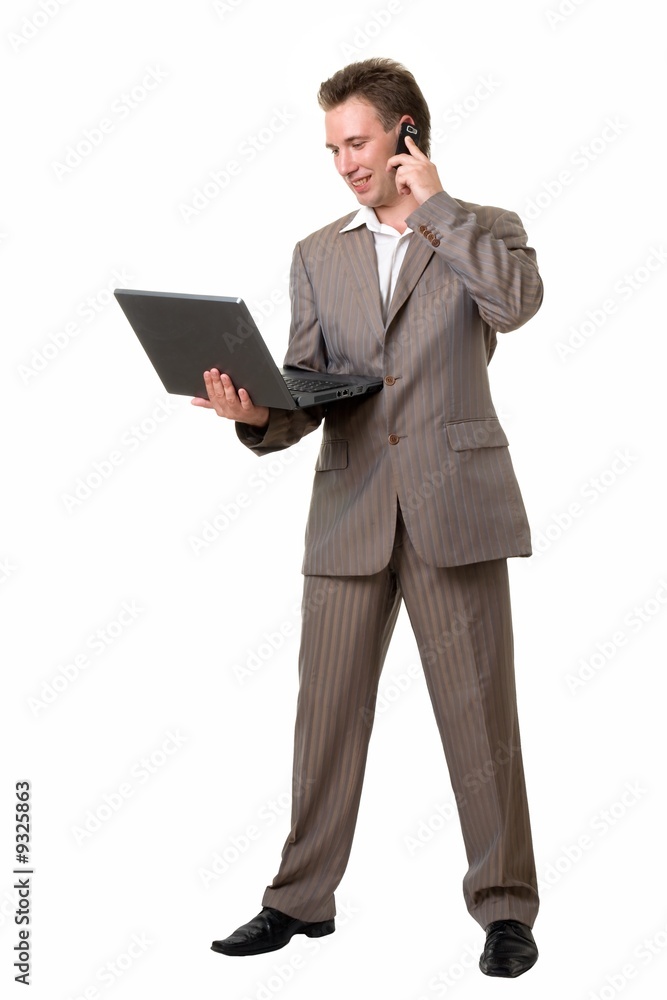 business man with notebook and mobile phone business man with notebook and mobile phone