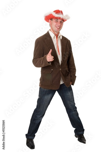 Foto fop with red hat on a white background