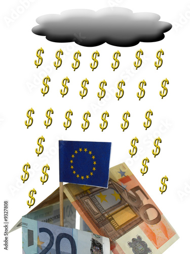House from euros with dollar rain