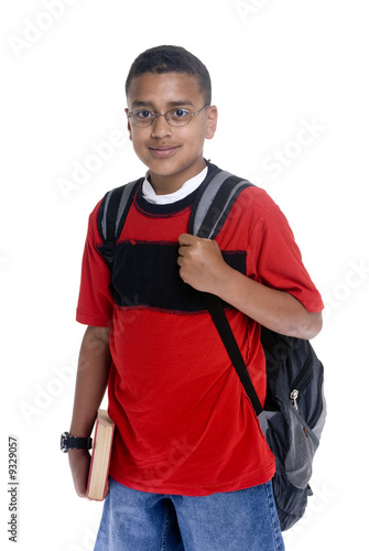 A young black student ready for school. Isolated on white © Thomas Perkins
